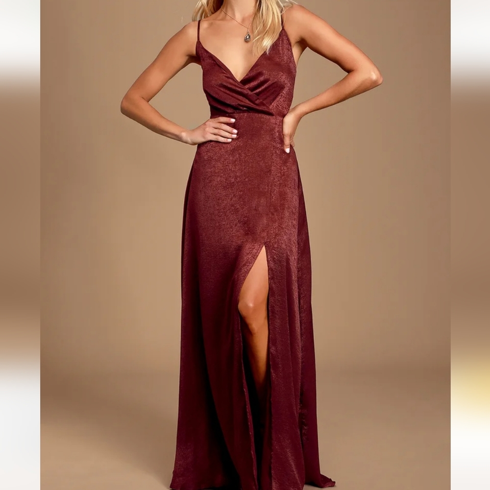 Constantine Burgundy Satin Maxi Dress